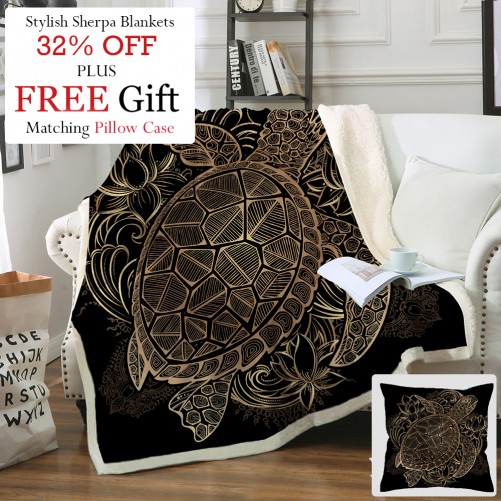 Golden Tortoise - Luxurious Throw Blanket + Free Gift